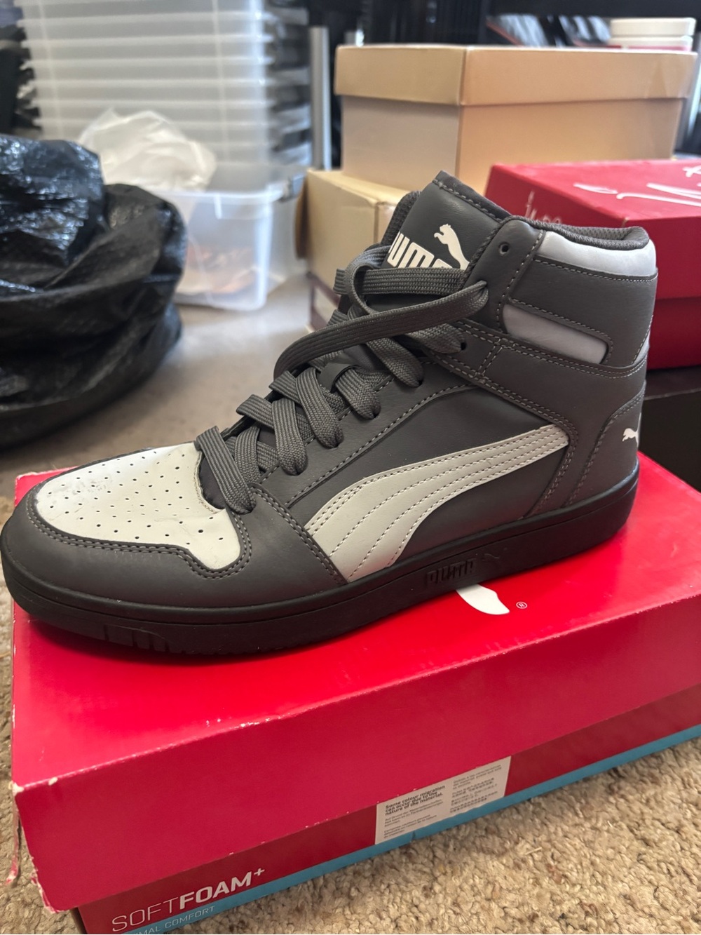 Puma Men’s High-Top Sneaker in Gray and Light Gray